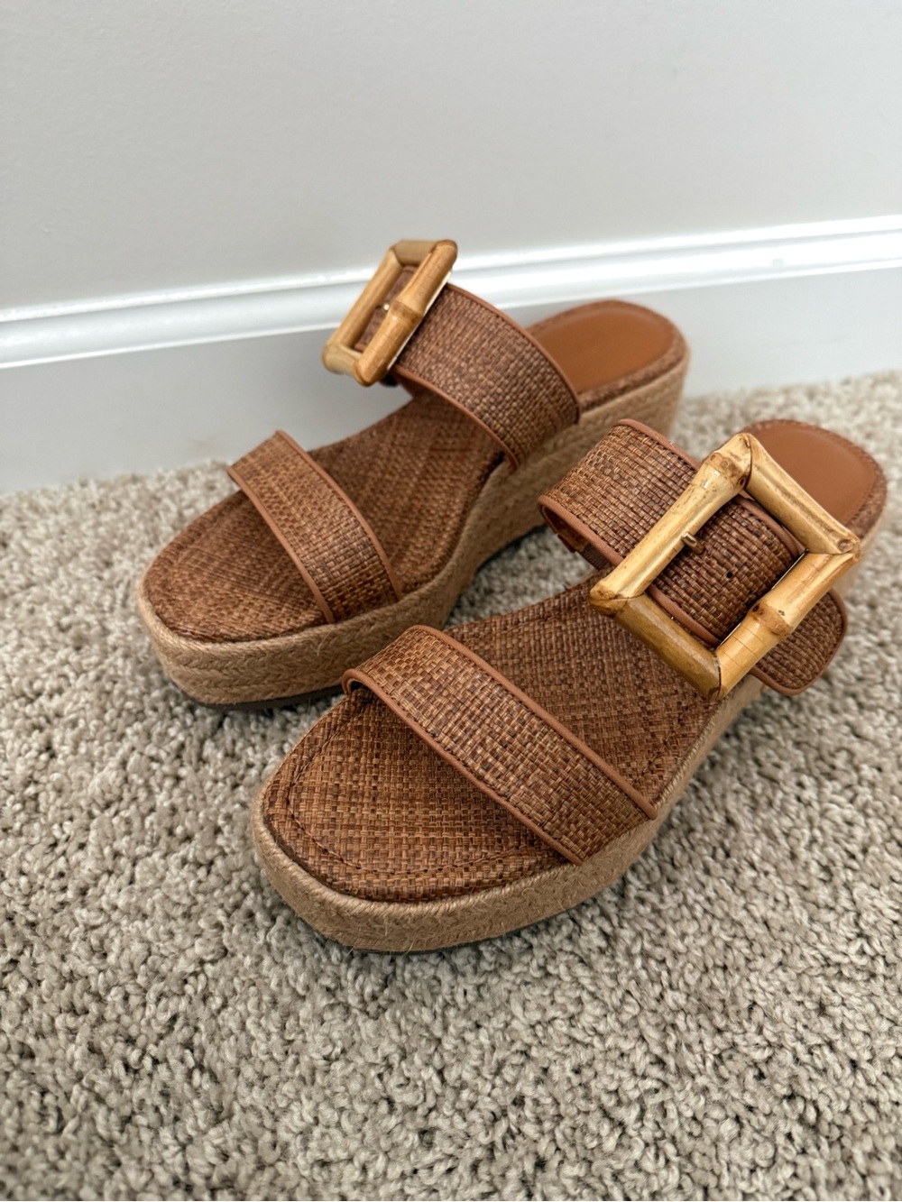 J. Mclaughlin Platform Wedge Brown Sandals